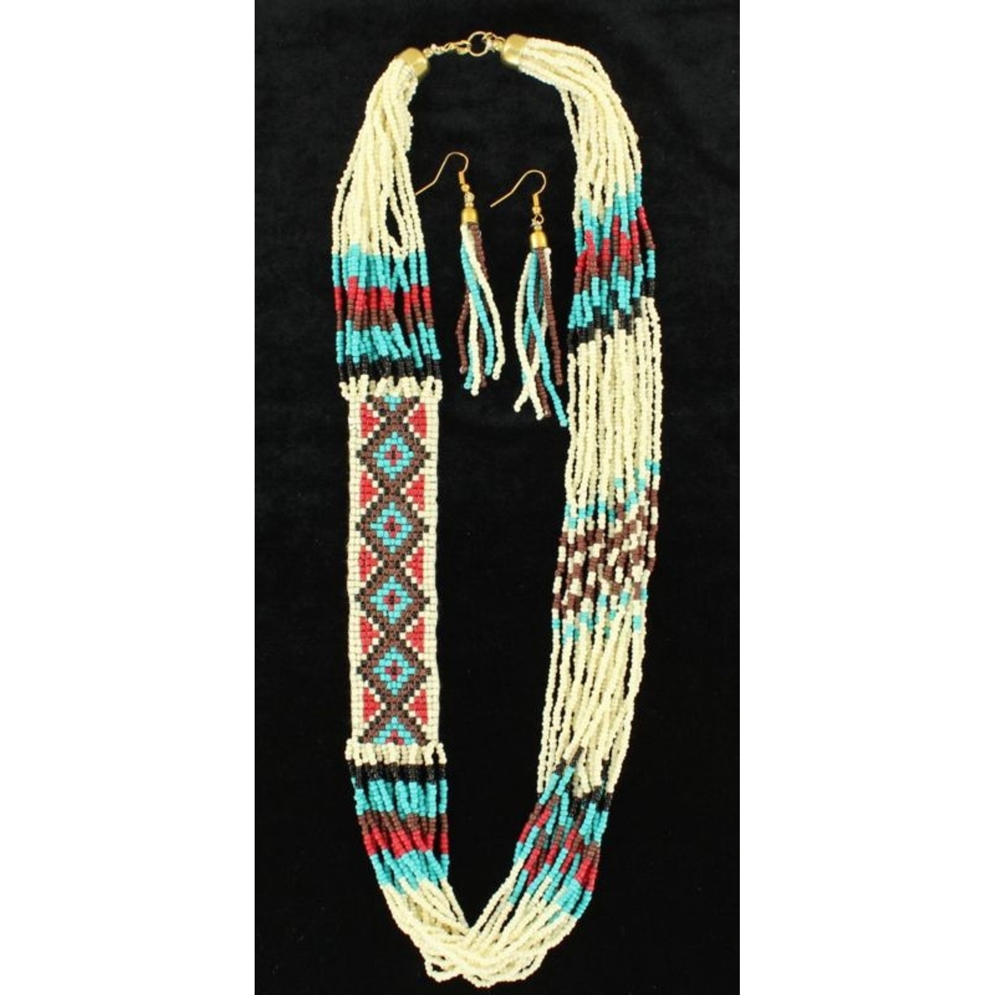 Blazin Roxx X-Large Beaded Geo Jewelry SetBk/Wh