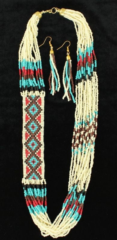 Blazin Roxx X-Large Beaded Geo Jewelry SetBk/Wh