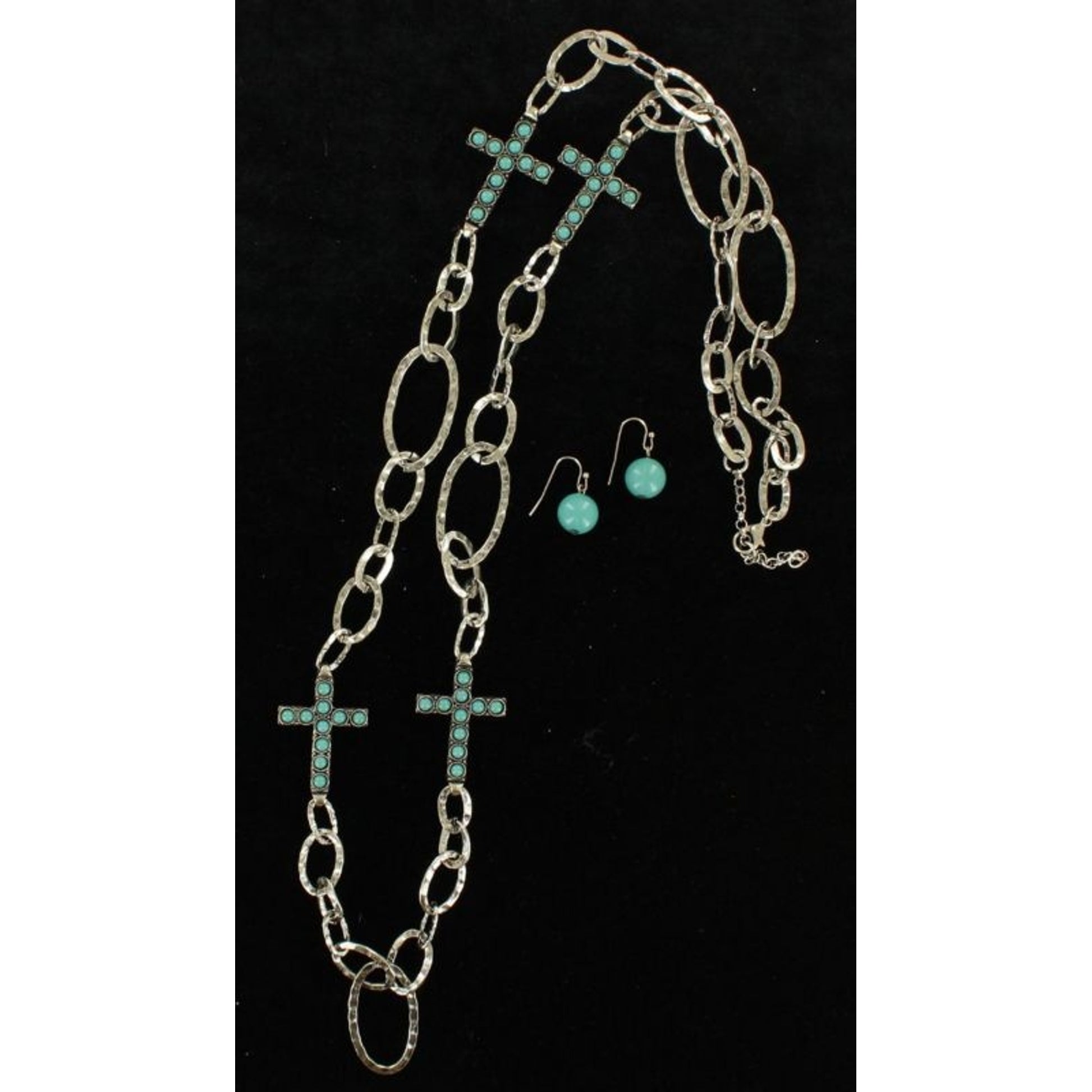 Blazin Roxx X-Large Chain Cross Jewelry SetBk/Wh