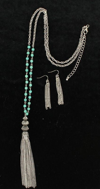 Blazin Roxx X-Large Dangle Chain Jewelry SetBk/Wh