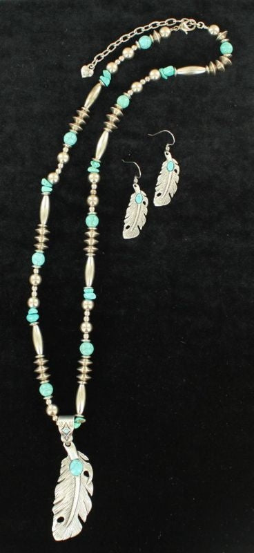 Blazin Roxx X-Large Feather Jewelry SetBk/Wh