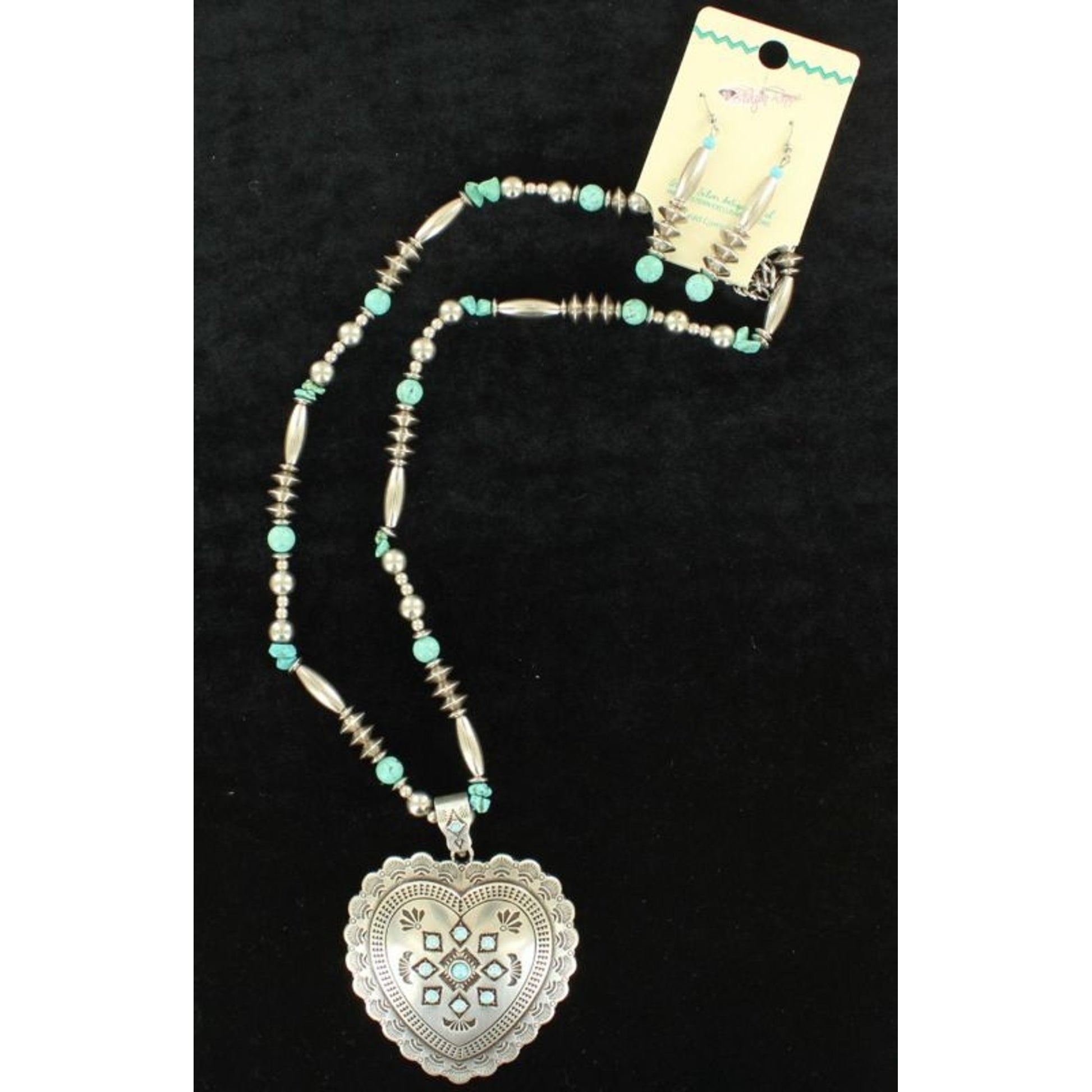 Blazin Roxx X-Large Heart Jewelry SetBk/Wh