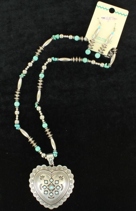 Blazin Roxx X-Large Heart Jewelry SetBk/Wh