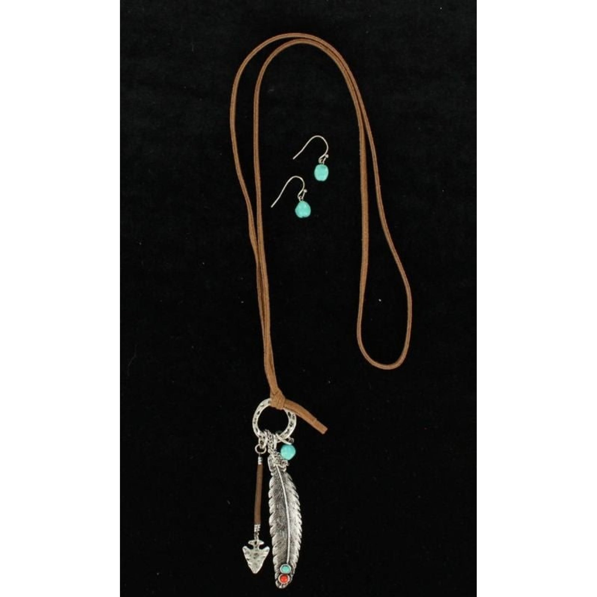 Blazin Roxx X-Large Knot Feather Jewelry SetBk/Wh