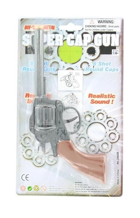 Mandf Western Metal Revolver Cap Gun PistolBk/Wh