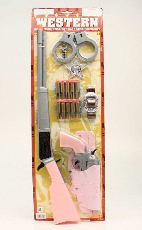 Mandf Western Girls Rifle/Revolver/Cuff SetBk/Wh