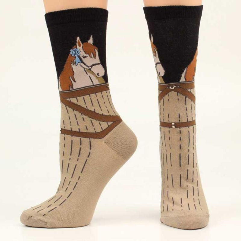 Ariat Ribbon Horsehead Crew Sock Blue