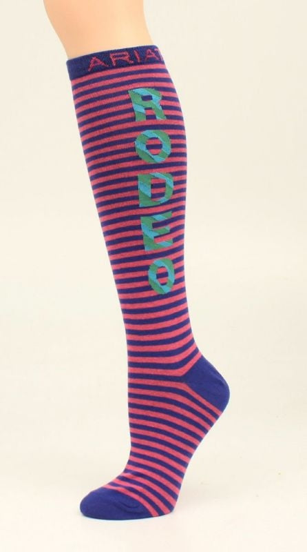 Ariat Rodeo Over The Calf Sock Pink