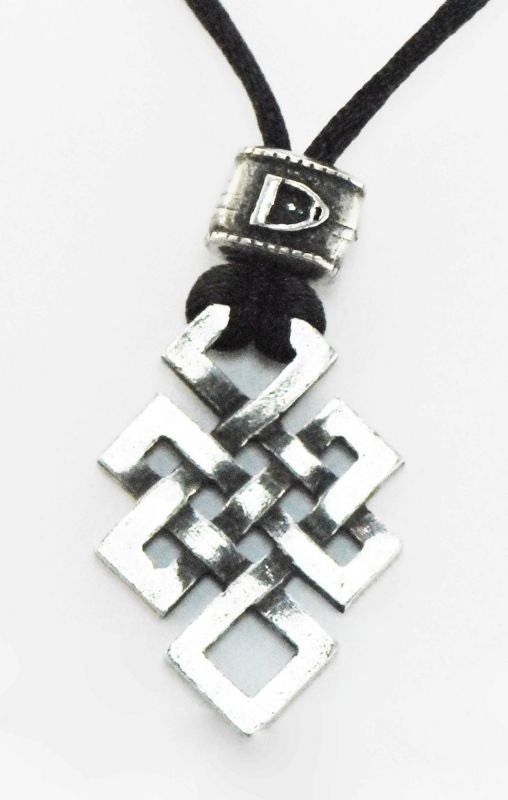 Barbary Celtic Knot On Cord Necklace Black
