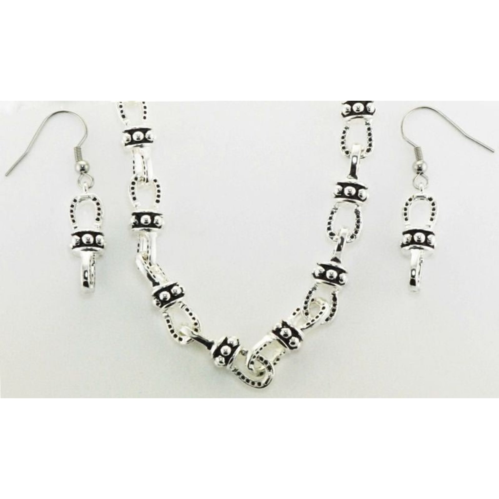 Western Edge Horseshoe Chain Earrings/Necklace Set