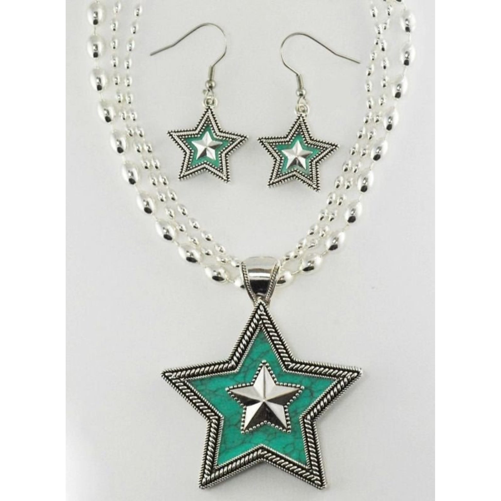 Western Edge Crystal Double Star Earring/Necklace