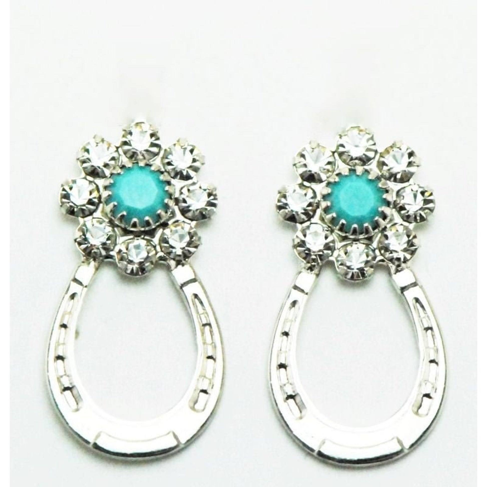 Western Edge Crystal Flower Horseshoe Earrings
