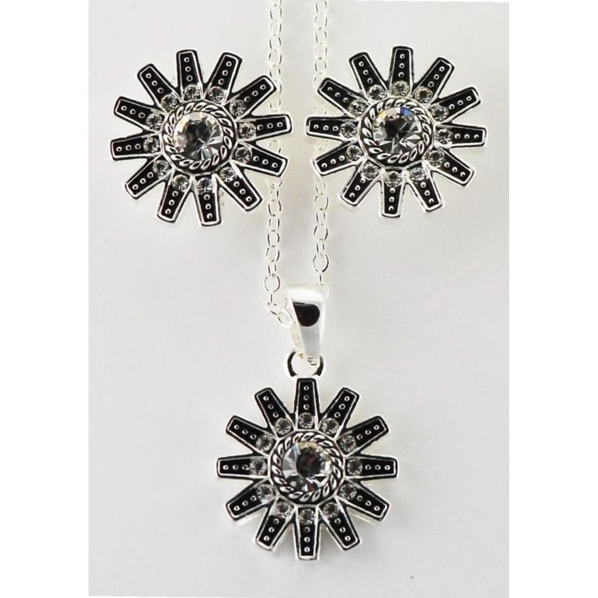 Western Edge Spur Rowel Earrings/Necklace Set