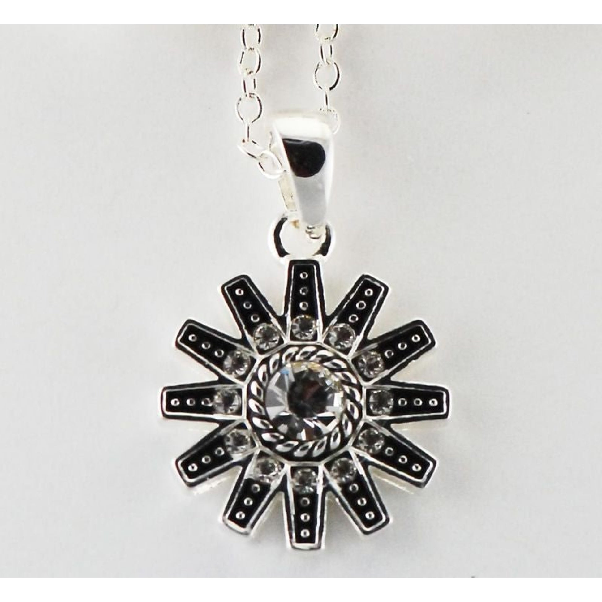 Western Edge Crystal Stones Spur Rowel Necklace