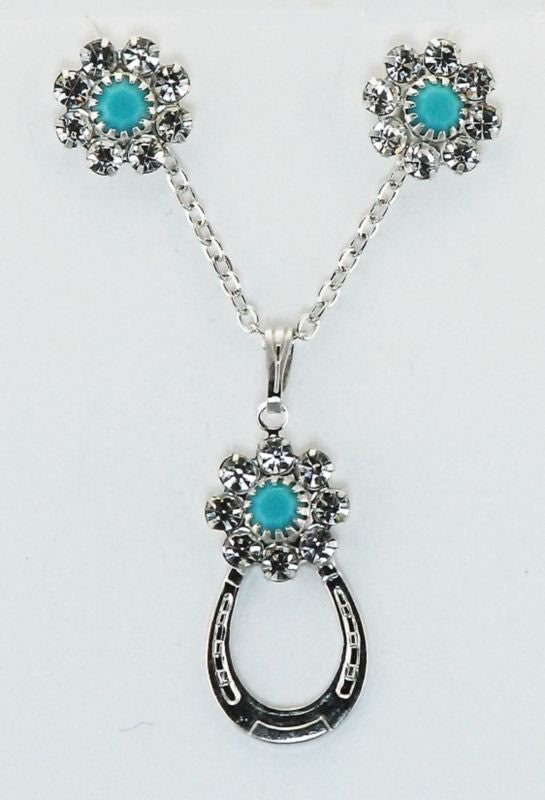 Western Edge Flower Horseshoe Earrings/Necklace