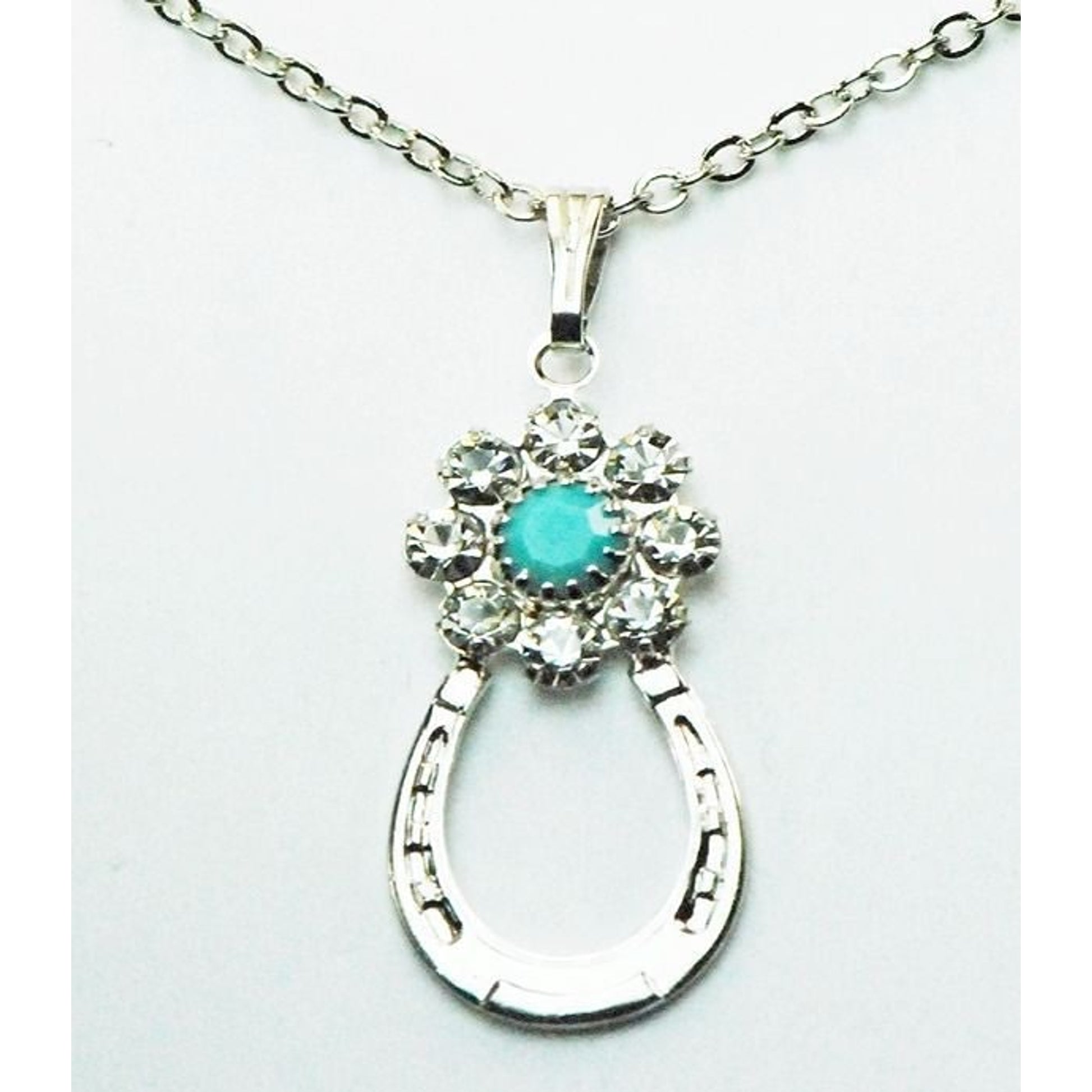 Western Edge Flower Crystal Horseshoe Necklace