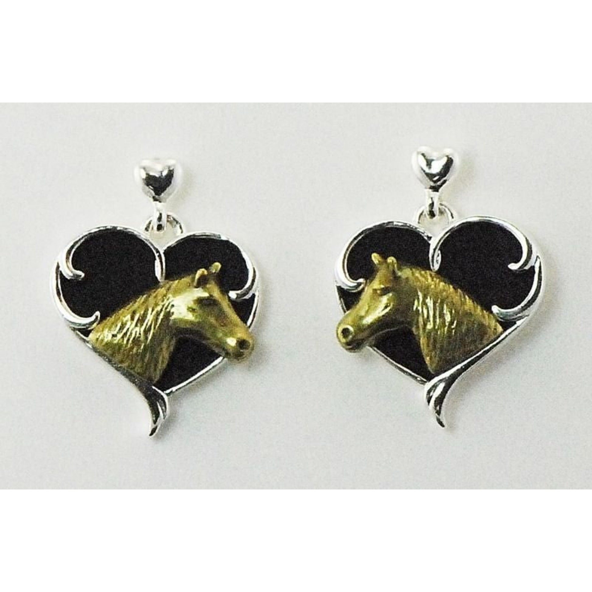 Western Edge Heart Horsehead Earrings