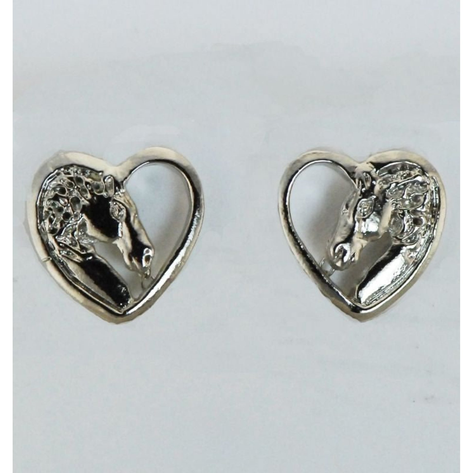 Western Edge Horsehead In Heart Earrings Rhod
