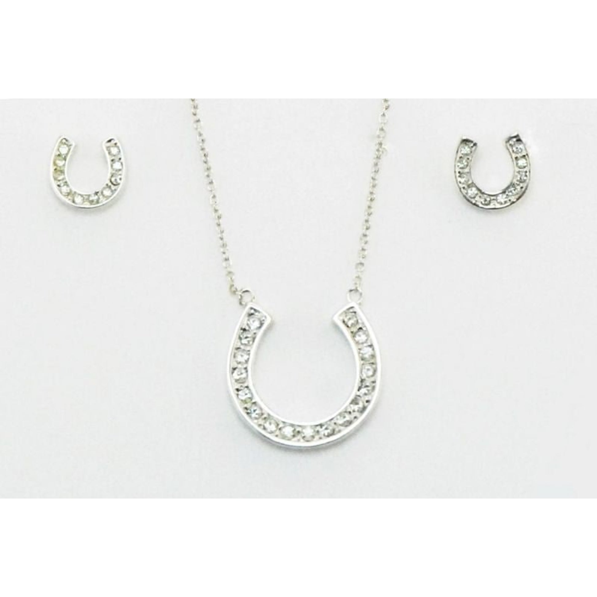 Western Edge Horseshoe with Crystal Earrings/Necklace