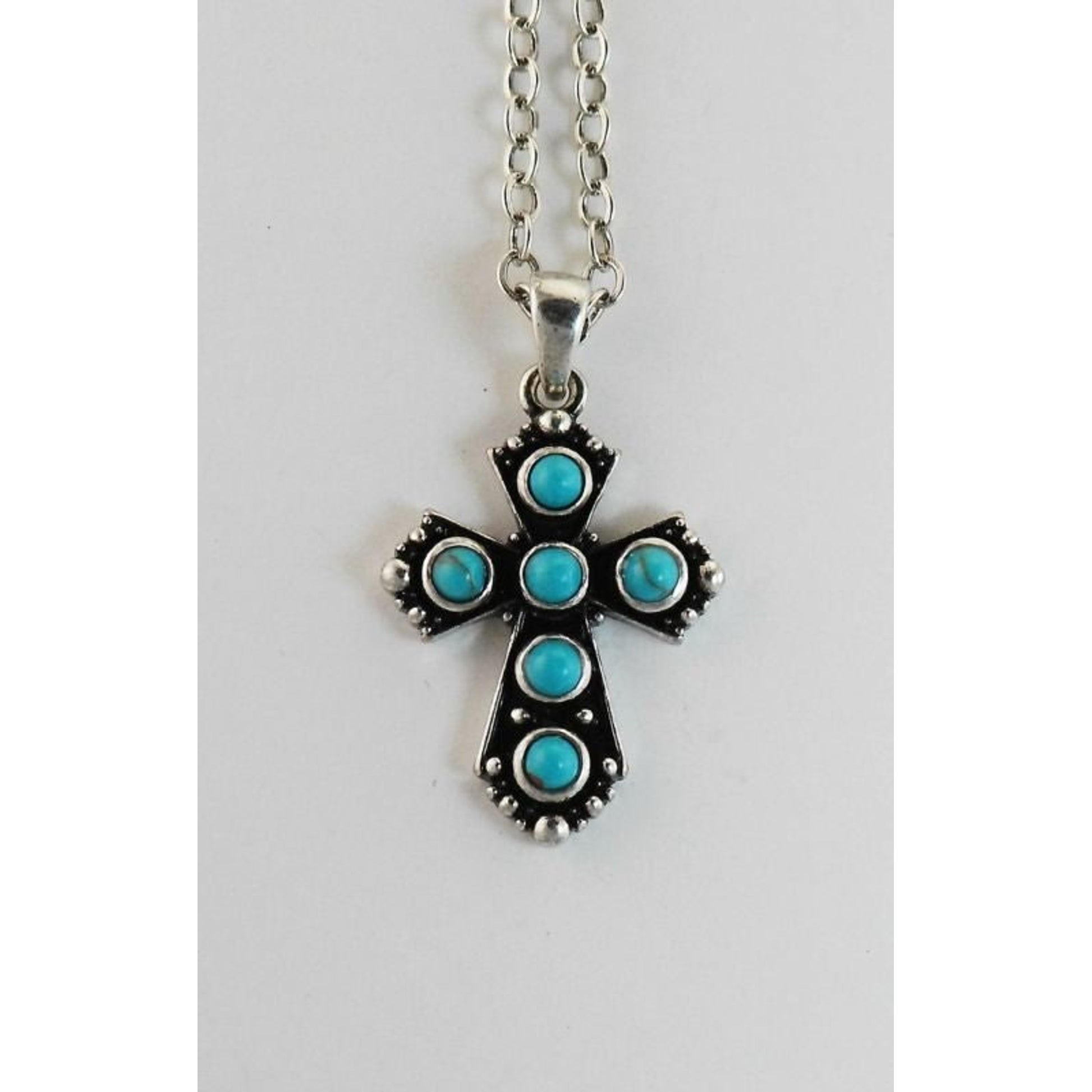 Western Edge Stone Cross Necklace