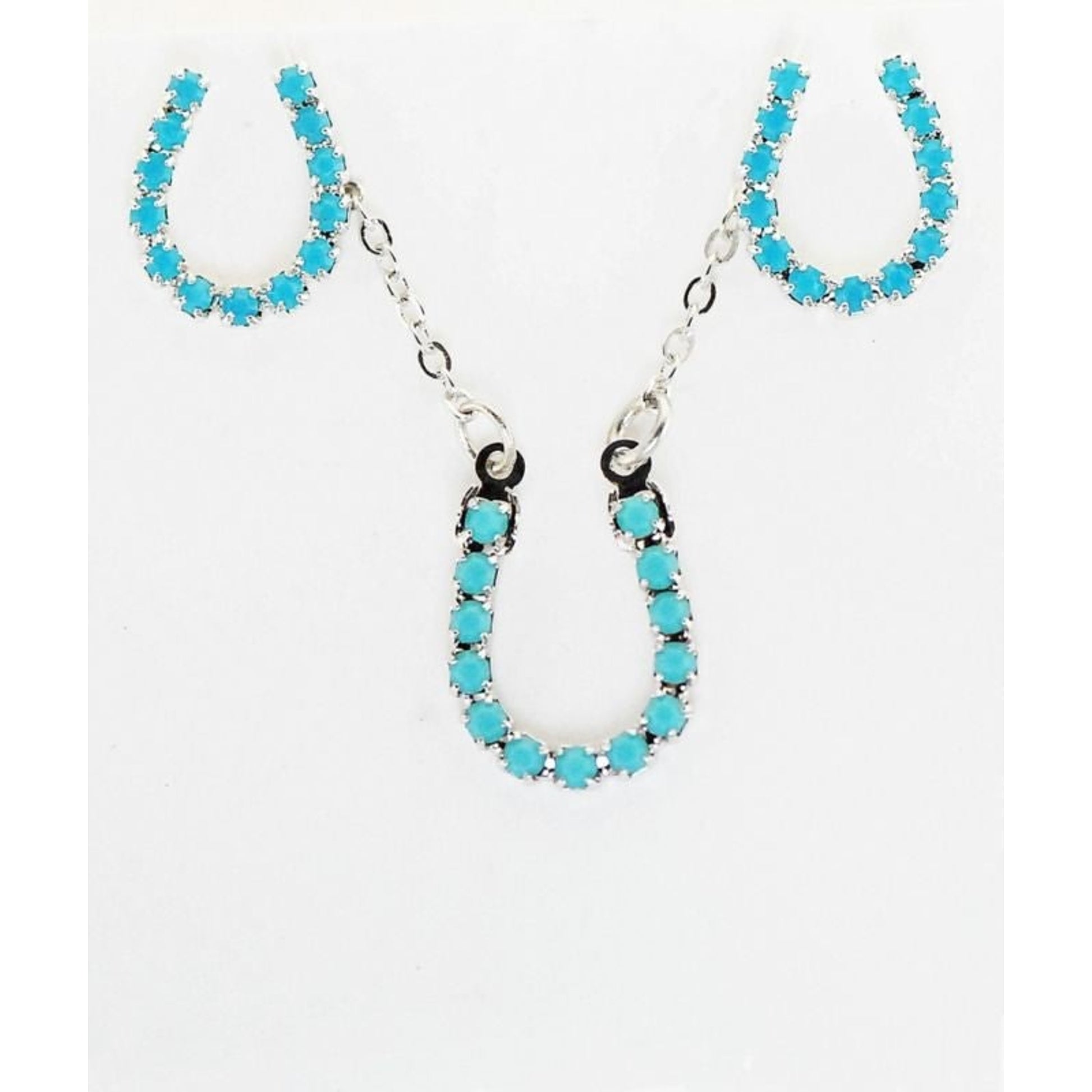 Western Edge Stones Horseshoe Earrings/Necklace