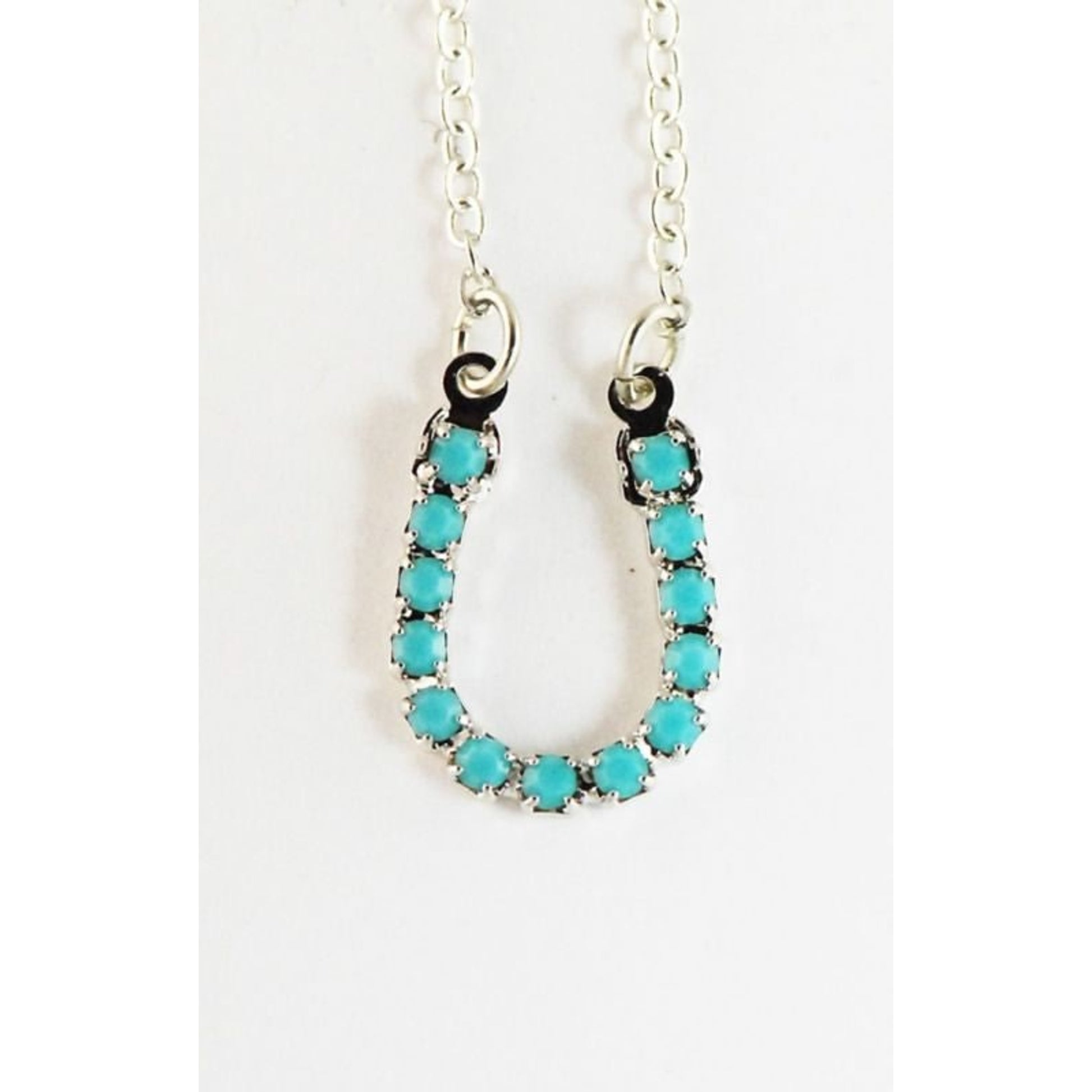 Imitation Stones Horseshoe Necklace Turquoise