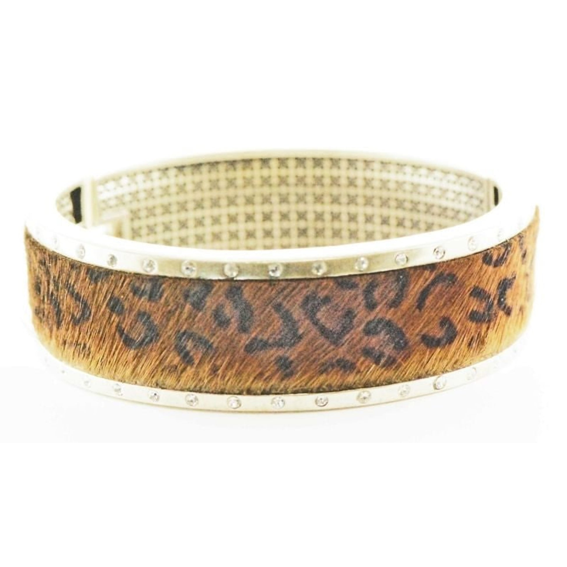 Western Edge Large Cuff Leather Crystal Bracelet