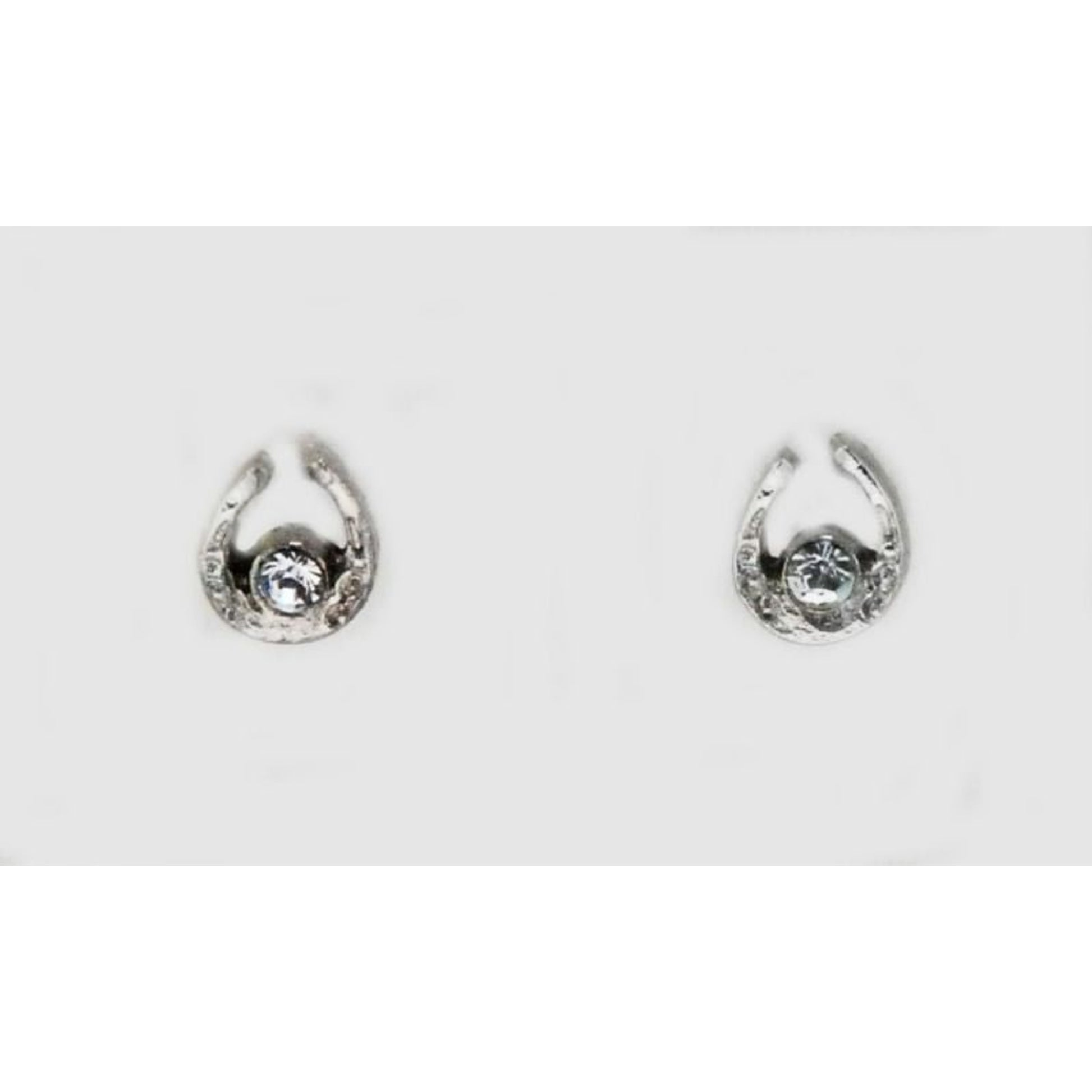 Western Edge Mini Horsehoe Crystal Stones Earrings