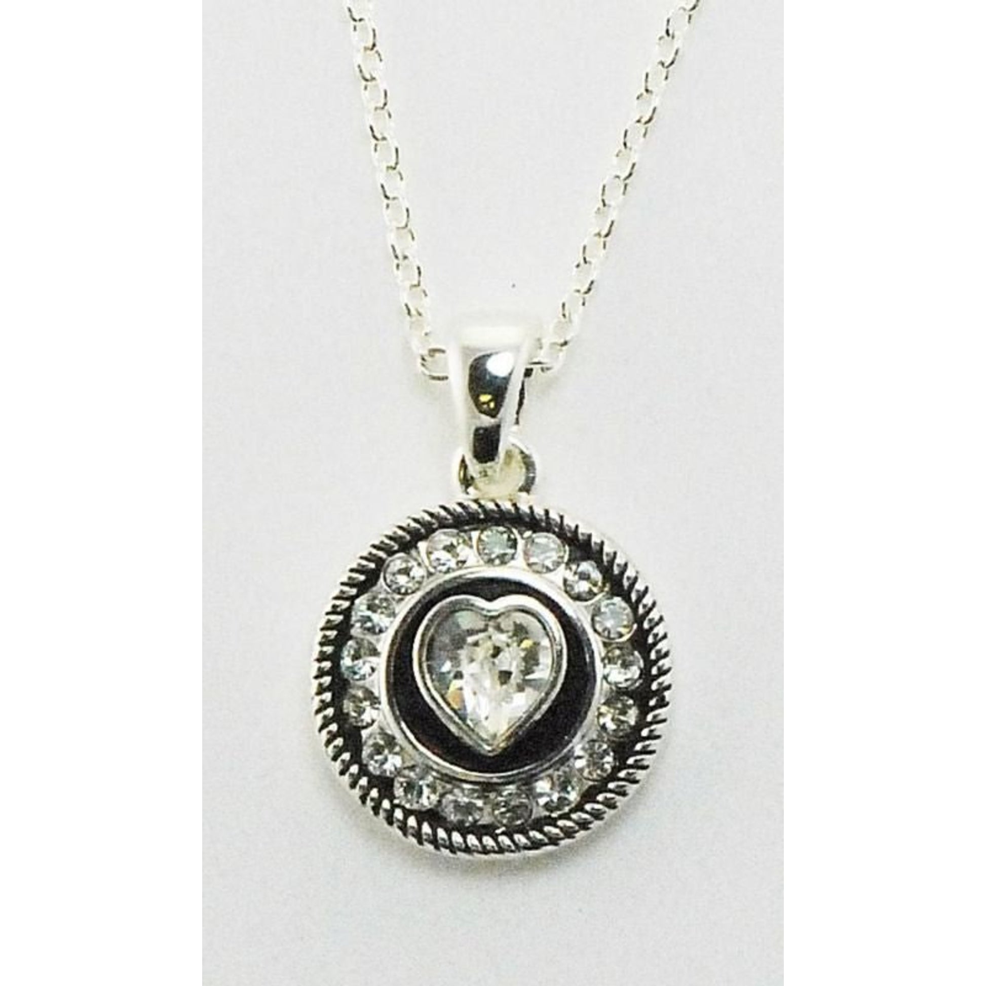 Western Edge Necklace Small Beaded Heart Crystal