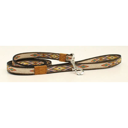 Dbl Barrel Woven Ribbon Dog Leash Tan Multi