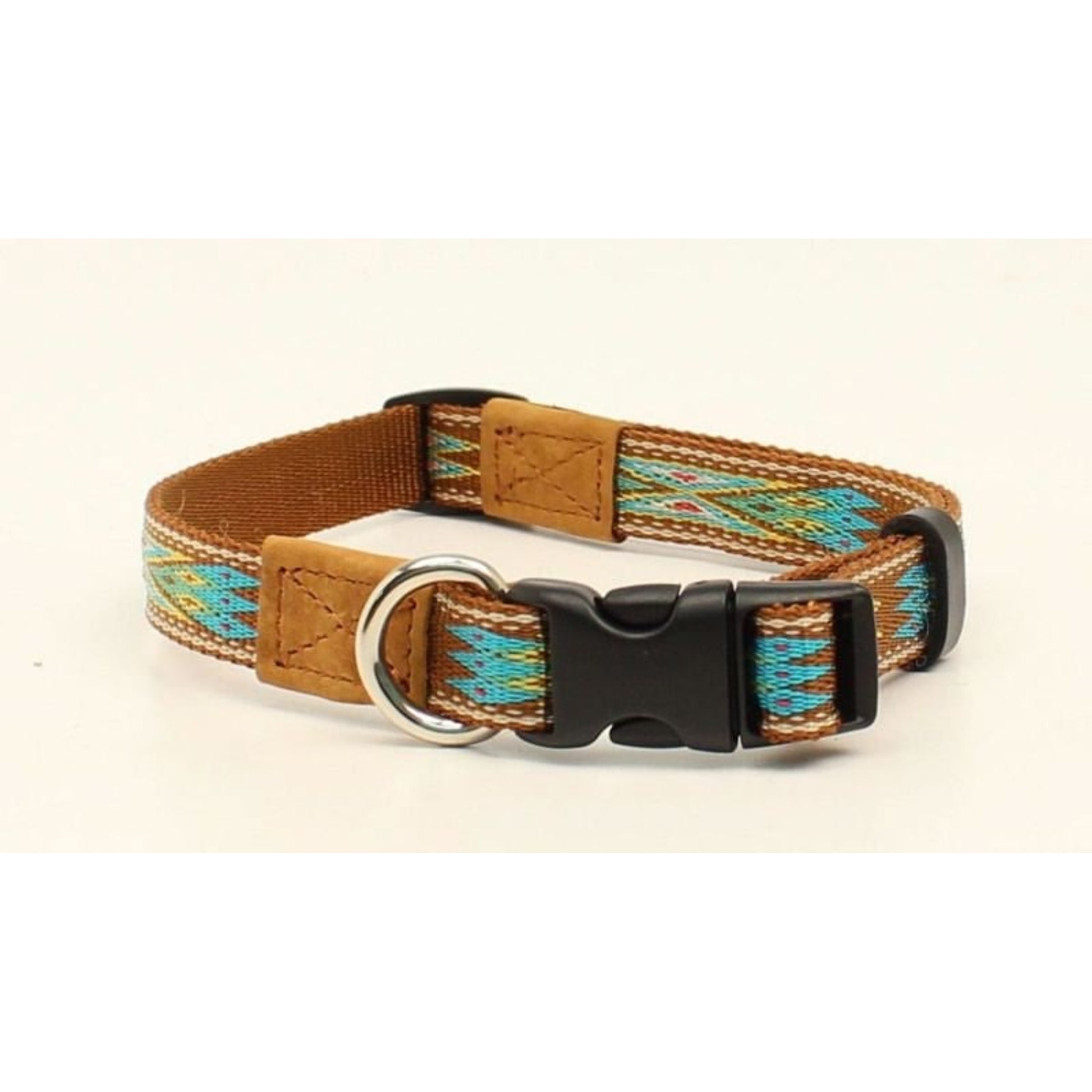 Dbl Barrel 3/4 Woven Ribbon Dog Collar 13-20 BrTur