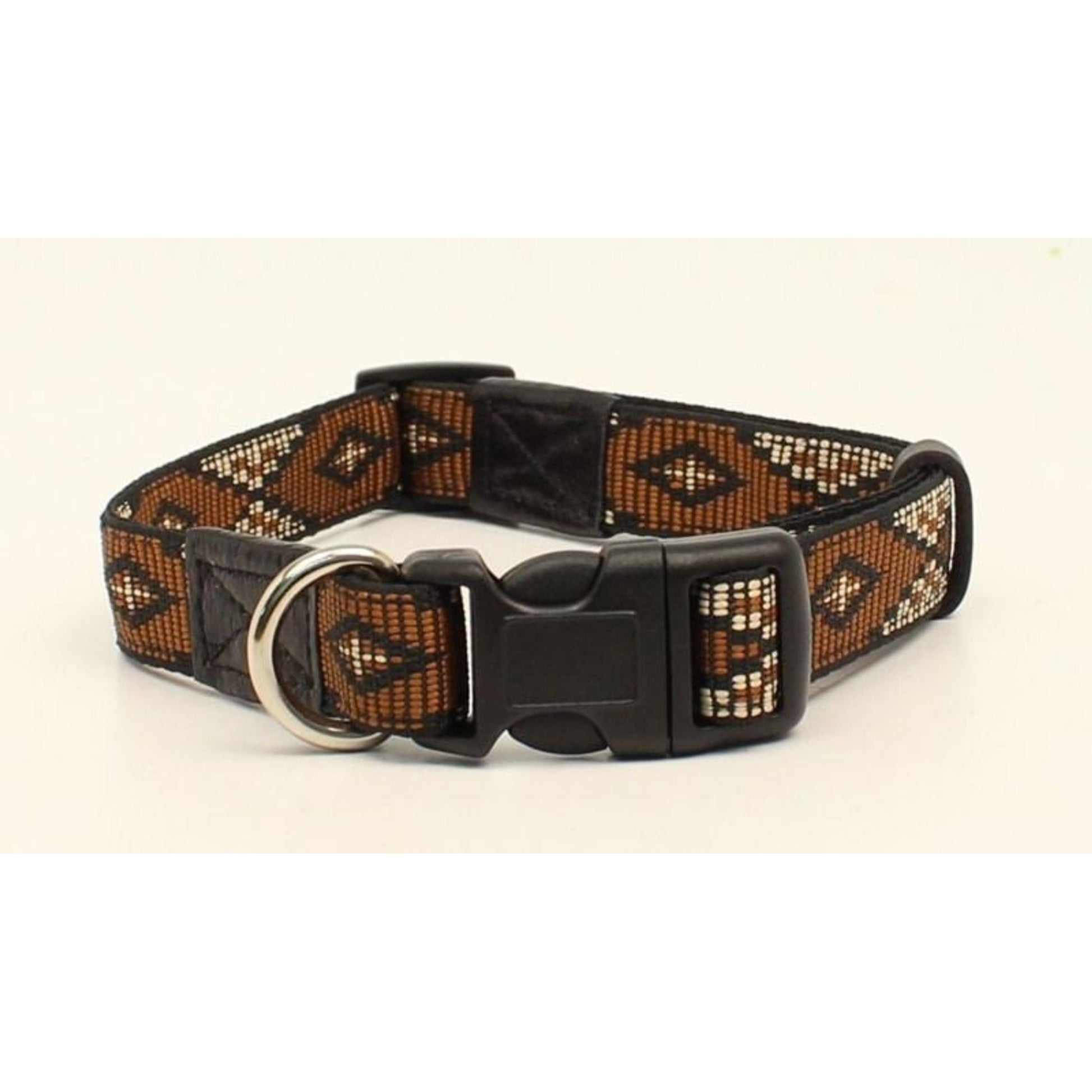 Dbl Barrel 3/4 Long Diamond Dog Collar 13-20 Brn