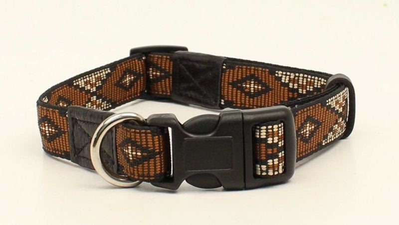 Dbl Barrel 3/4 Long Diamond Dog Collar 13-20 Brn