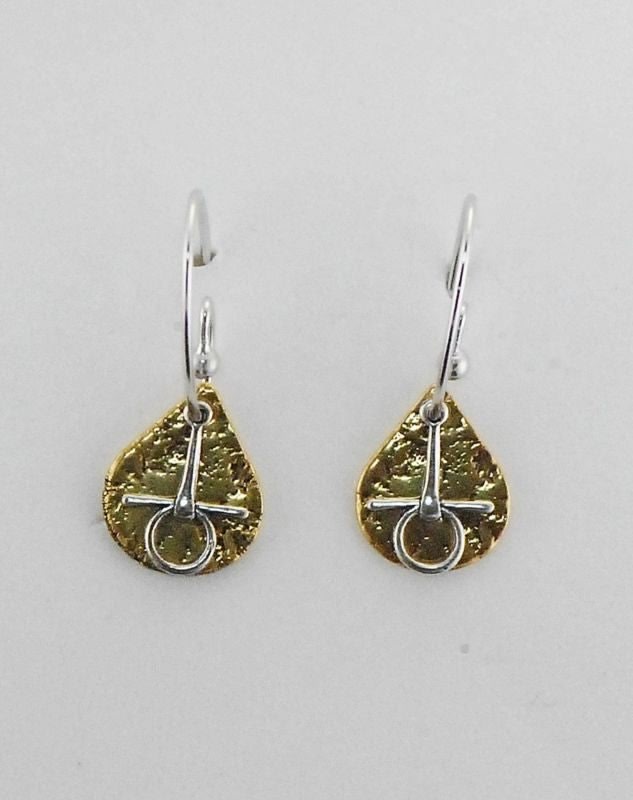 Teardrop/Snaffle Bit French Wire Earring Gold/Silv