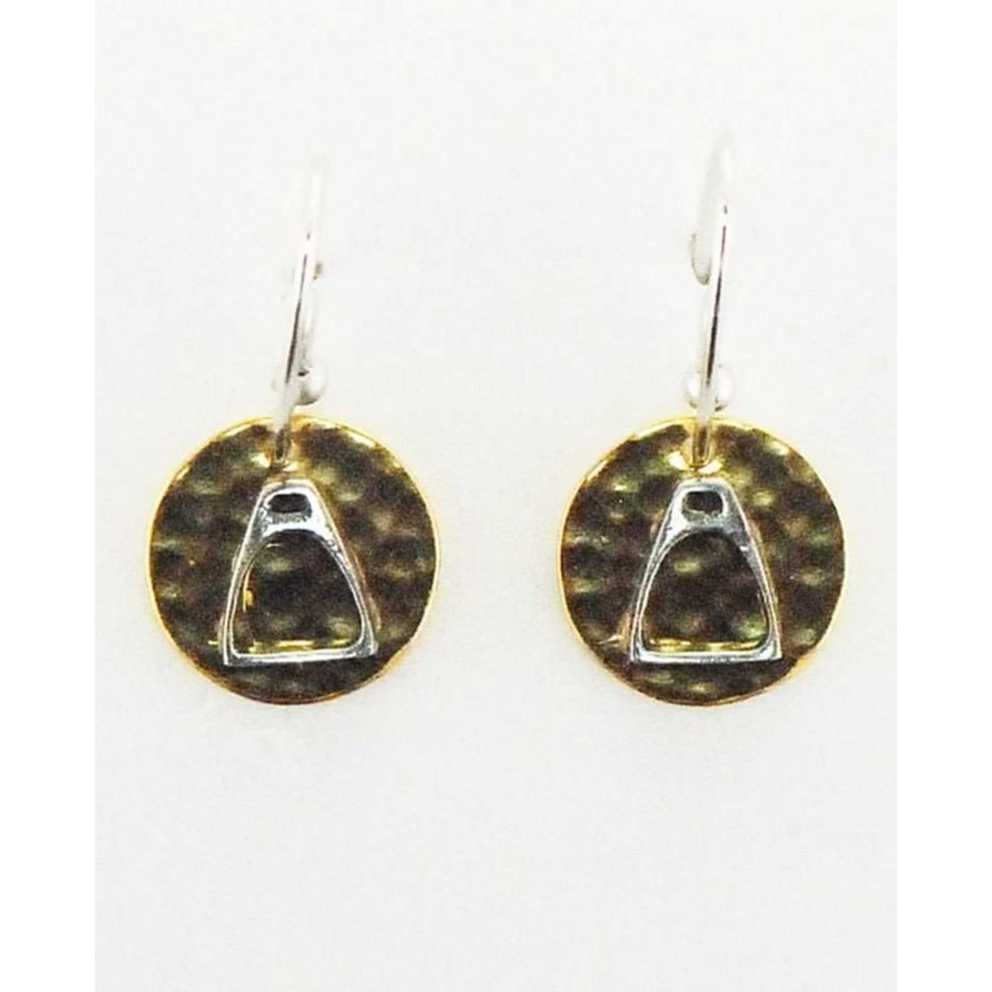 Hammered Disc French Wire Earrings Gold/Silver