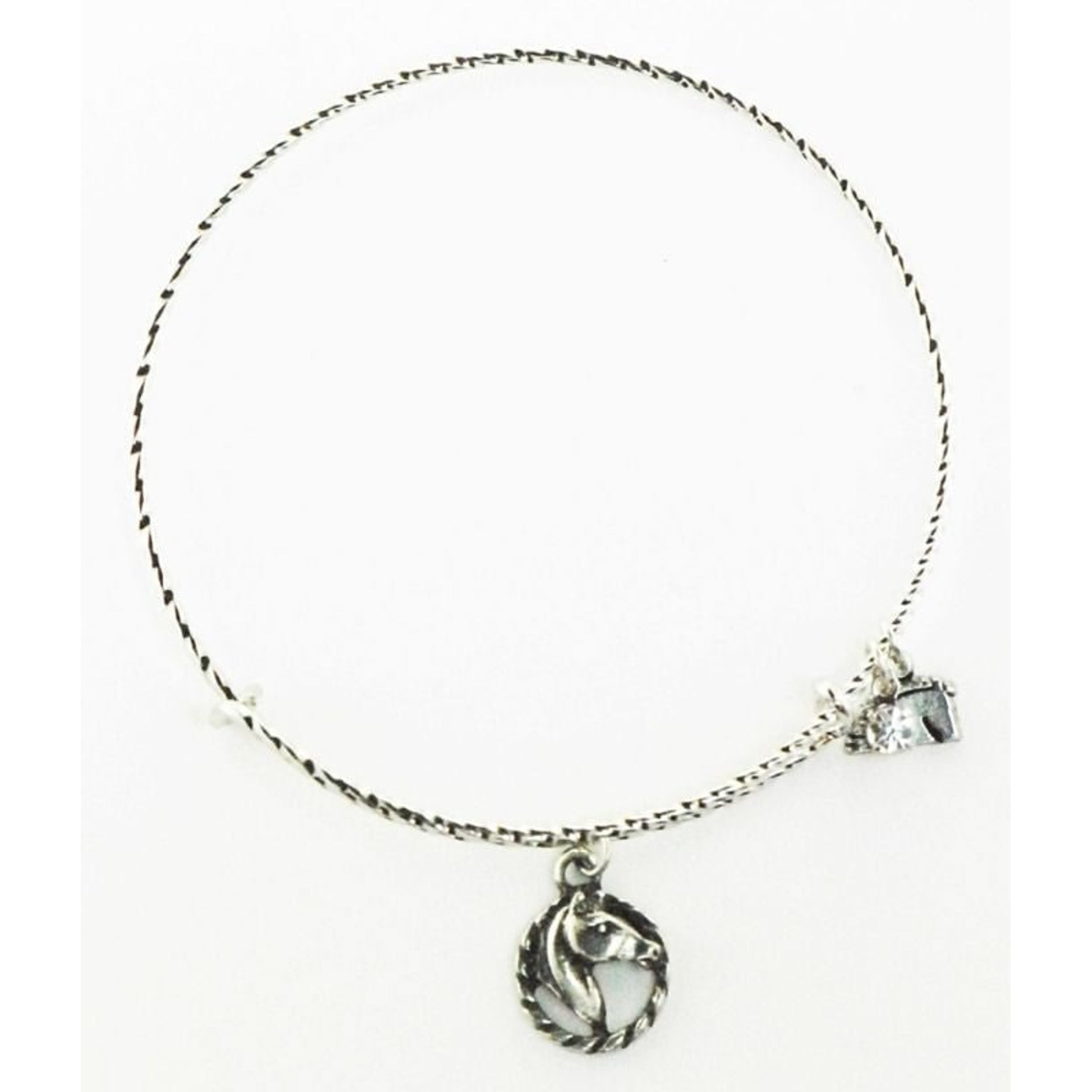 Horse/Head Turned Textured Wire Adjustable Bangle
