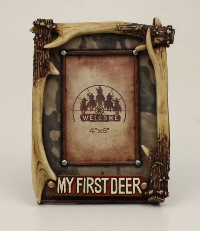 My 1St Deer Antler Picture Frame 4 x 6 Bk/Wh