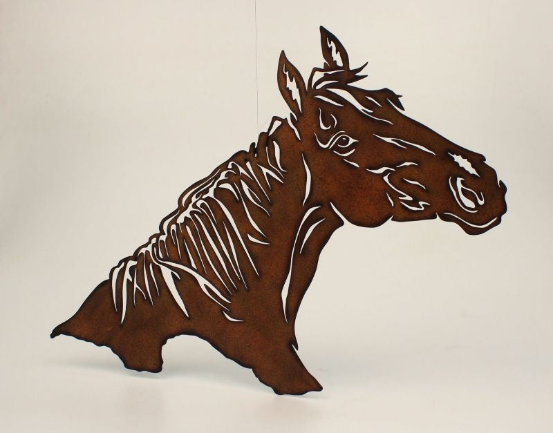 Metal Horse Head Cutout Wall DecorBk/Wh