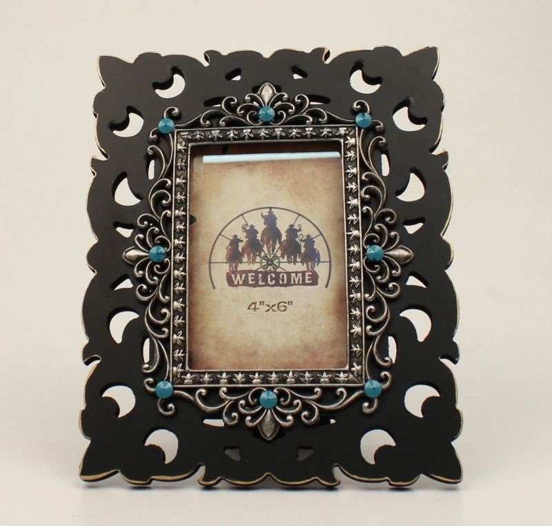 Scroll Stone Picture Frame 4 x 6 Bk/Wh