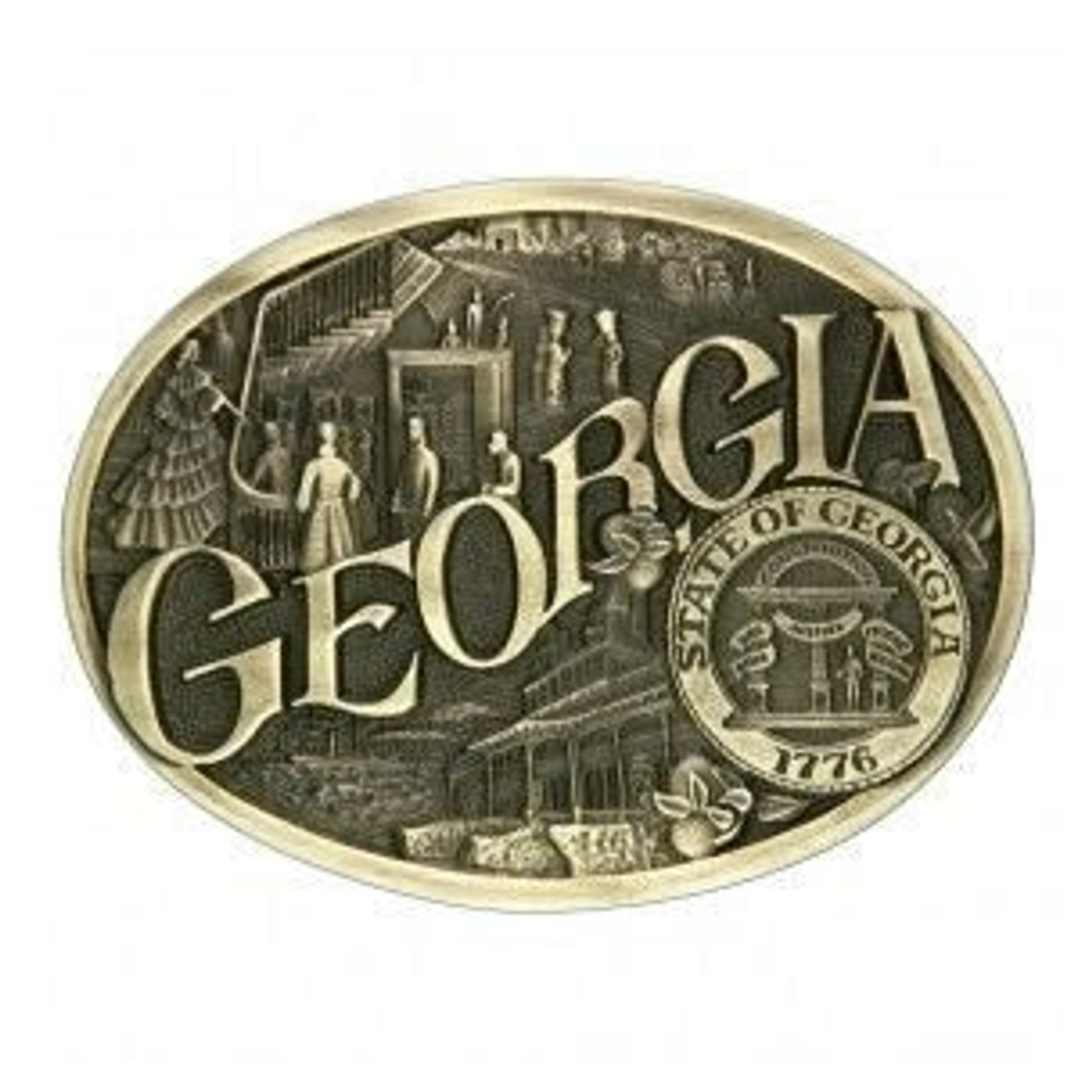 Montana Georgia State Heritage Attitude Buckle