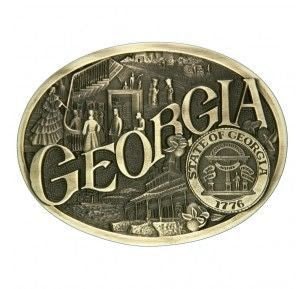 Montana Georgia State Heritage Attitude Buckle