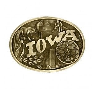 Iowa State Heritage Attitude Buckle 3.625X2.75 Brn