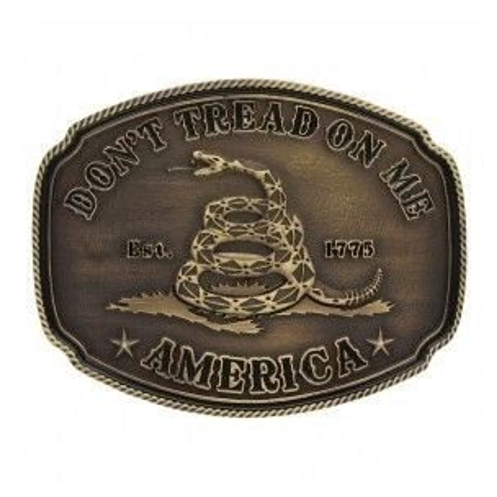 Dont Tread On Me Heritage Buckle 4X3.125 Brn/Red