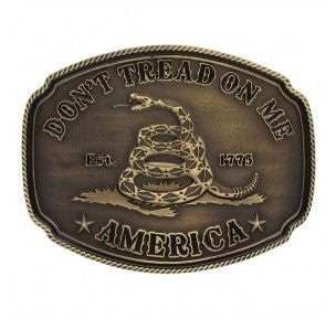 Dont Tread On Me Heritage Buckle 4X3.125 Brn/Red