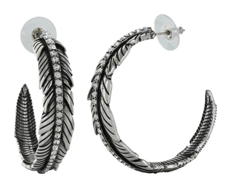 Montana Rock 47 Tattoo Rhinestone Feather Earrings