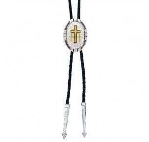 New Trad Four Direction Bolo Tie/Triple Cross Brn