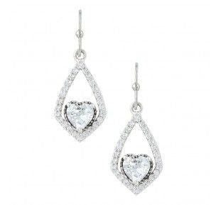 Montana Silversmiths Swinging Heart EarringsBk/Wh