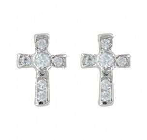 Montana A Mark Of Faith Cross Earrings Slv Plated