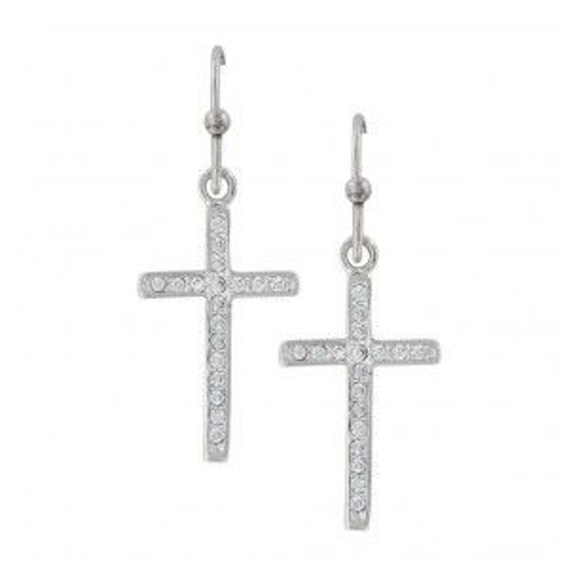 Montana Silver Simple Rhinestone Cross Earrings