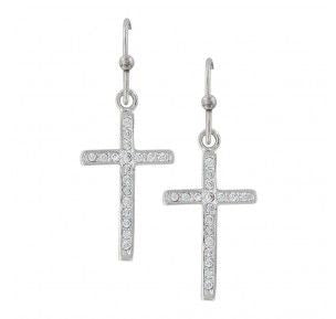 Montana Silver Simple Rhinestone Cross Earrings